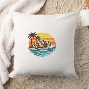 Coussin Conception de nom Aiden Retro Sunset