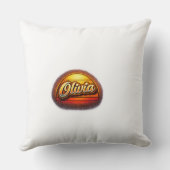 Coussin Conception de nom personnalisé Olivia Retro Sunset (Verso)