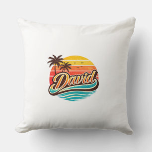 Coussin Conception de nom tropical David Retro Sunset