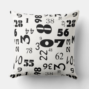 Coussin Conception de nombres en noir et blanc