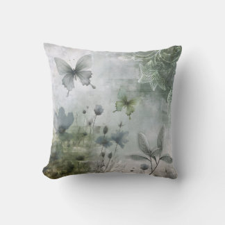 Coussin Conception de papillons fleurs abstraits vintage 4