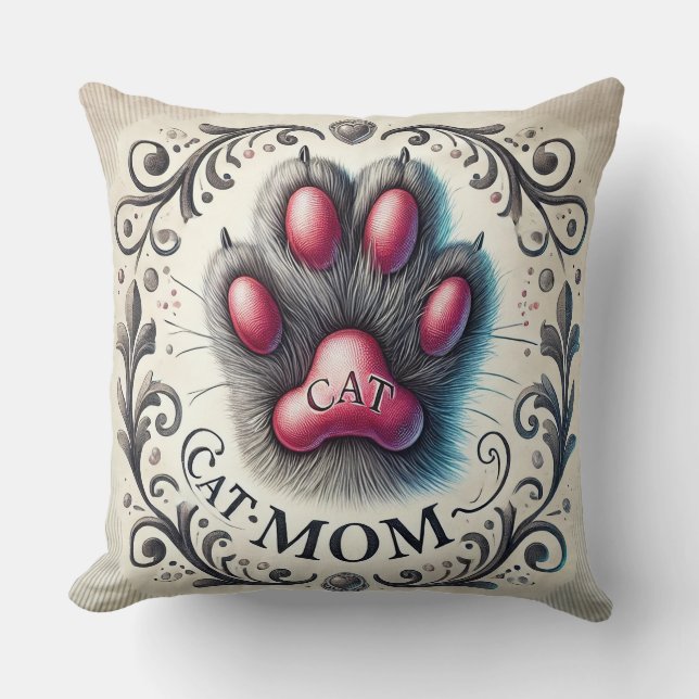 Coussin Conception de patte de chat artistique (Recto)