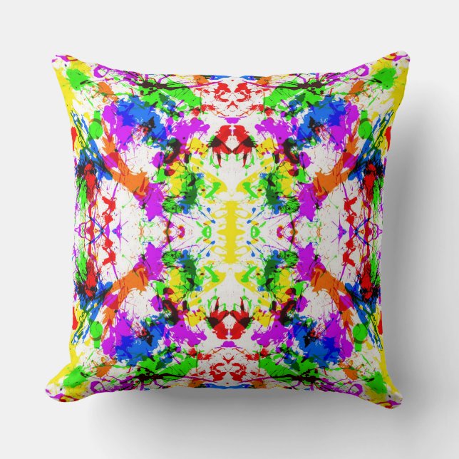 Coussin Conception de peinture éclaboussée colorée mignonn (Recto)