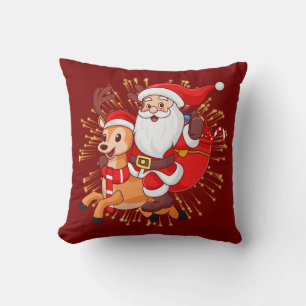 Coussin **"Conception de Père Noël joueur – Amusant et Fes