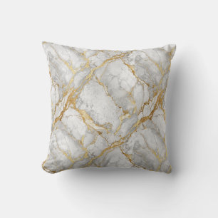 Coussin Conception de pierre de marbre blanc de veine d'or