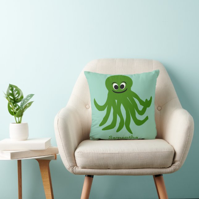 Coussin Conception de pieuvre verte personnalisée (Chaise)