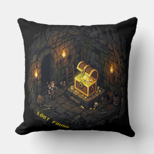 Coussin Conception de Pixel Art de Donjon Fantastique avec