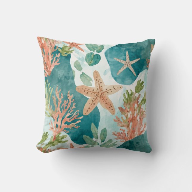 Coussin Conception de plage étoile de mer coquillage migno (Recto)