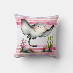 Coussin Conception de plage pour enfants de raie mignonne