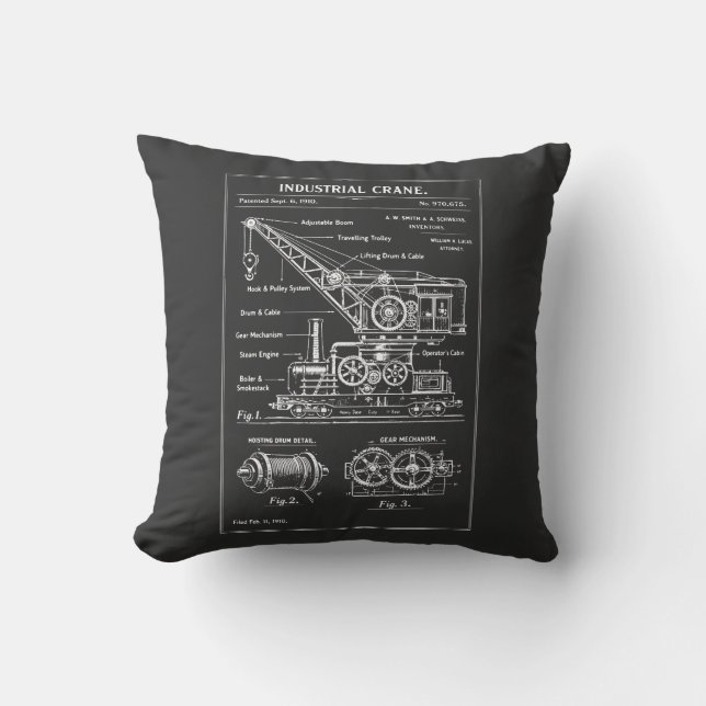 Coussin conception de plan d'une grue industrielle (Recto)