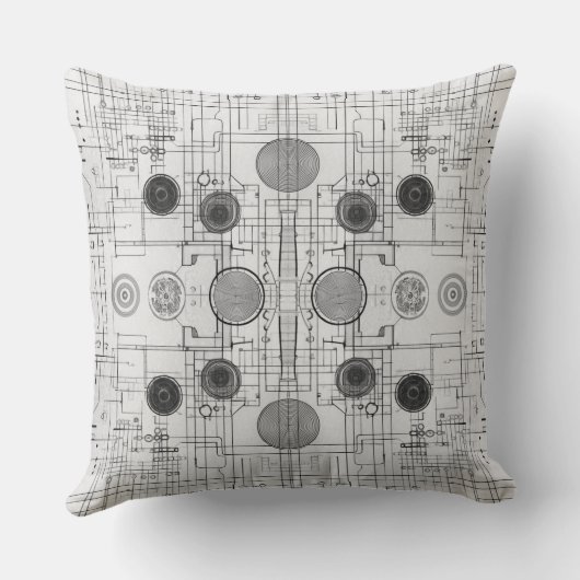 Coussin Conception de plans de dessin technique réversible (Verso)