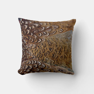 Coussin Conception de plume de faisan marron