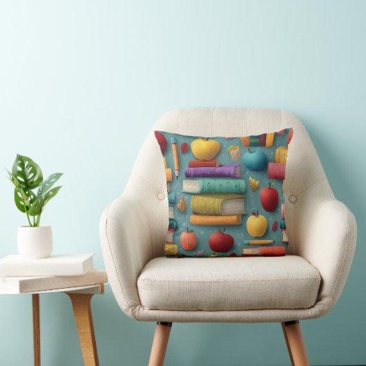 Coussin Conception de retour à l'école avec livres et Appl (Chaise)