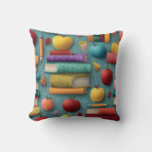 Coussin Conception de retour à l'école avec livres et Appl (Recto)