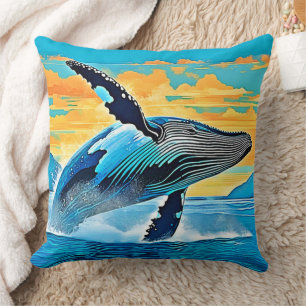 Coussin Conception de saut de liberté océanique de baleine