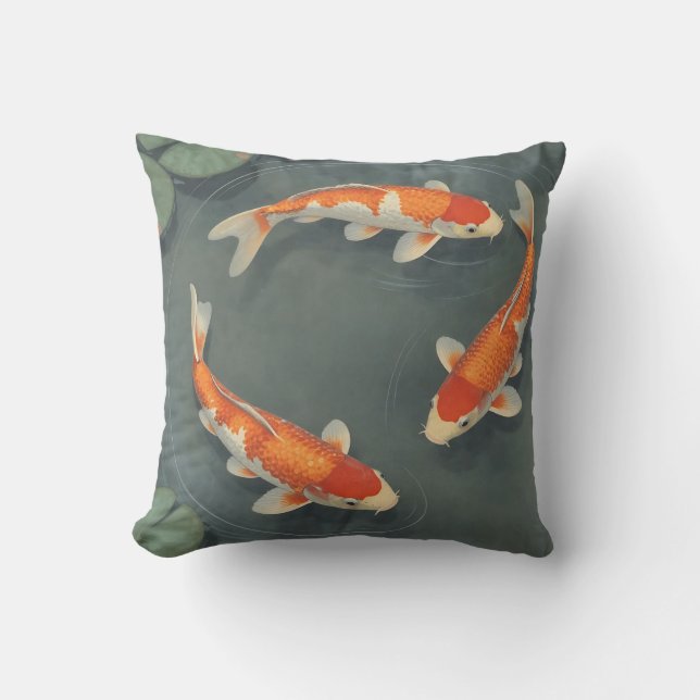 Coussin Conception de sérénité d'étang de carpes koï graci (Recto)