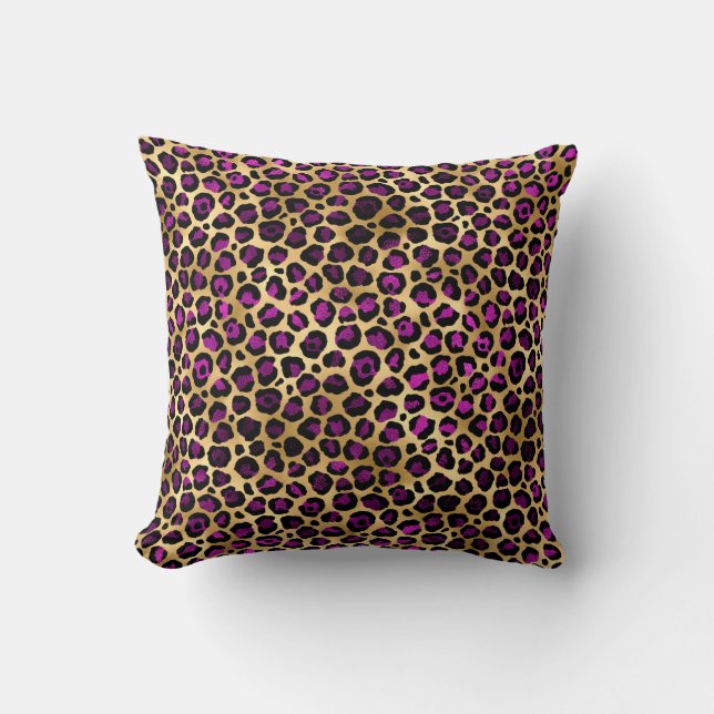 Coussin Conception de série Leopard violet et or 4 (Recto)