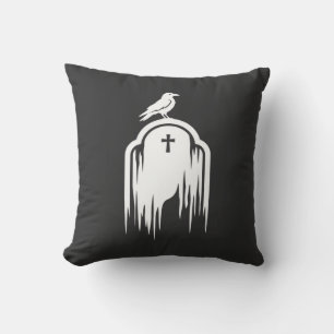 Coussin Conception de silhouette de tombe de corbeau Hallo
