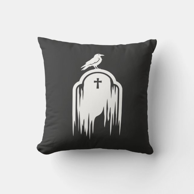 Coussin Conception de silhouette de tombe de corbeau Hallo (Recto)