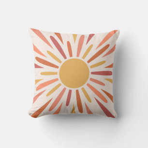 Coussin Conception de soleil colorée de style rétro