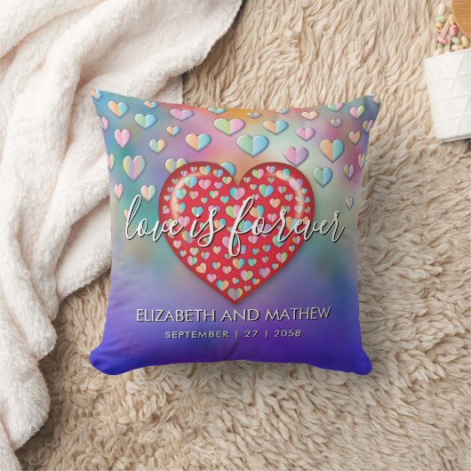 Coussin Conception de speckles de coeur colorés (Couverture)