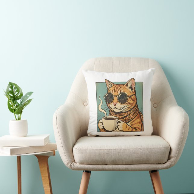 Coussin Conception de style rétro pour café Cool Cat pour  (Chaise)