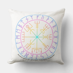 Coussin Conception de symbole de compas viking Vegvisir