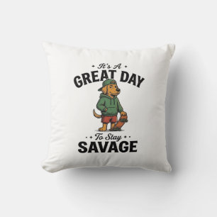 Coussin Conception de T-Shirt avec Gravure Vintage Savage 