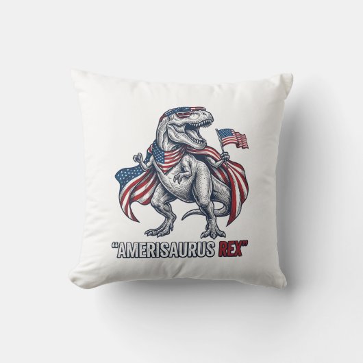 Coussin Conception de T-shirt blanc Patriotic T-Rex Ameris (Recto)