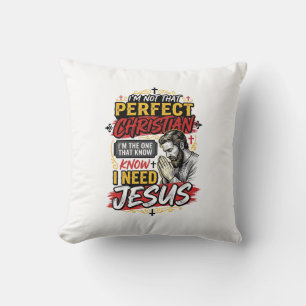 Coussin Conception de T-Shirt chrétien Vintage I Need Jesu