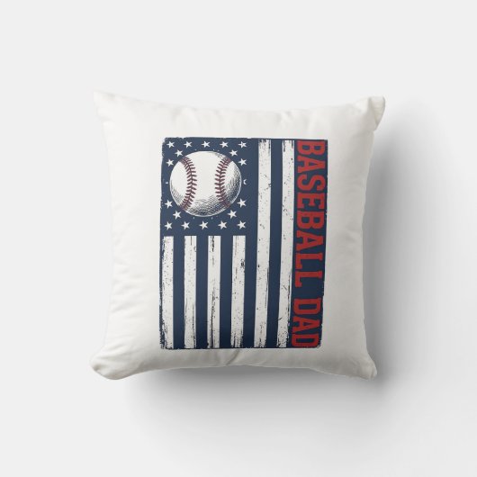 Coussin Conception de T-shirt de drapeau de papa de baseba (Recto)
