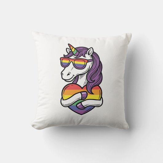 Coussin Conception de T-shirt de fierté de coeur de licorn (Recto)