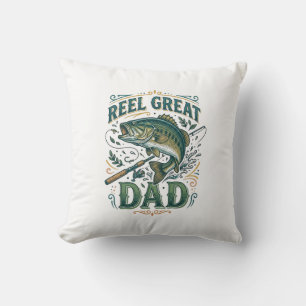 Coussin Conception de T-shirt de papa de pêche vintage sup