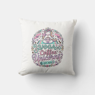 Coussin Conception de T-Shirt de Style Licorne Yoga Café L