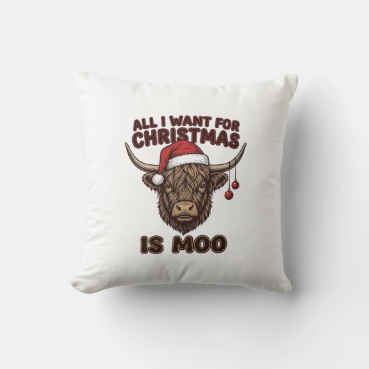 Coussin Conception de T-shirt de vache Highland drôle de N (Recto)