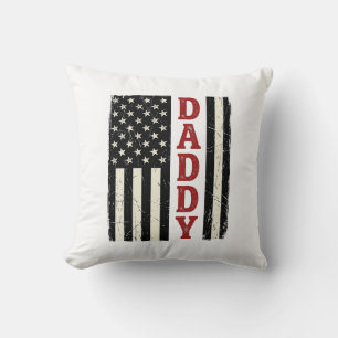 Coussin Conception de T-shirt Drapeau Américain Papa en Dé