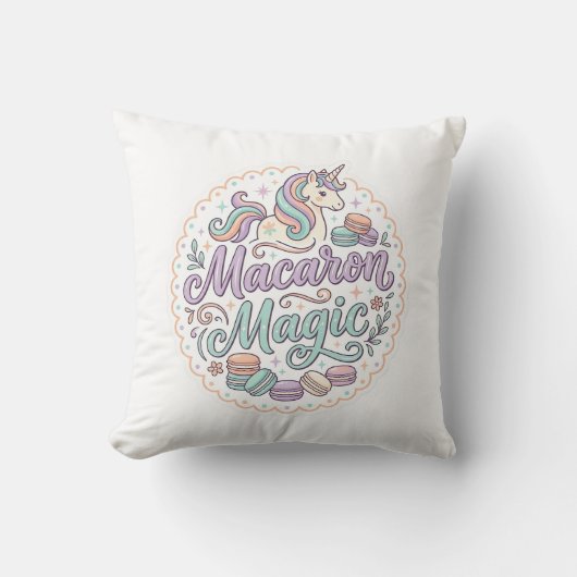 Coussin Conception de T-Shirt Fantaisiste Licorne Macaron (Recto)