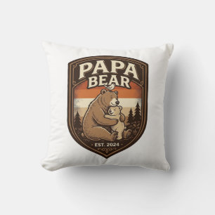 Coussin Conception de t-shirt ours gravure vintage Papa Be