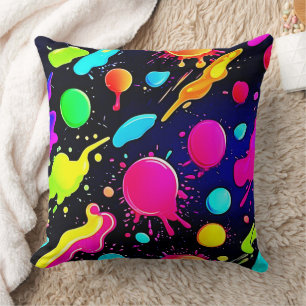 Coussin Conception de taches de peinture néon