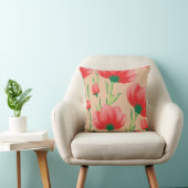 Coussin Conception de tissu rouge vibrant avec motif flora (Chaise)