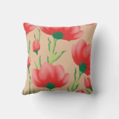 Coussin Conception de tissu rouge vibrant avec motif flora (Verso)