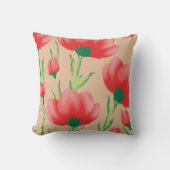 Coussin Conception de tissu rouge vibrant avec motif flora (Recto)