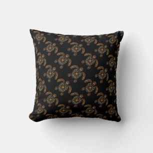 Coussin Conception de tortue vintage colorée