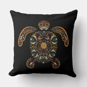 Coussin Conception de tortue vintage colorée