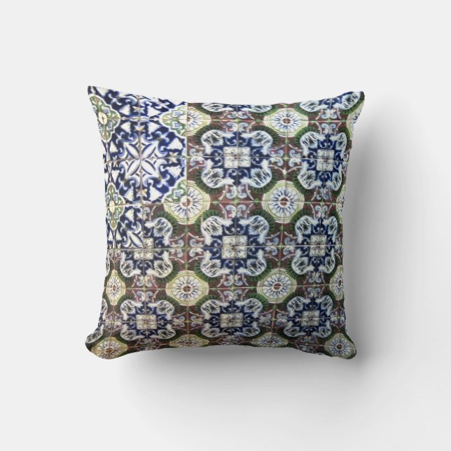 Coussin Conception de tuile de Talavera de Mexicain (Recto)