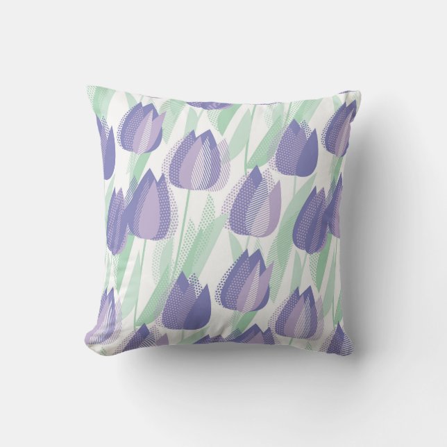 Coussin Conception de tulipe : violet clair floral. (Recto)