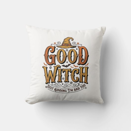 Coussin Conception de typographie Halloween sorcière genti (Recto)