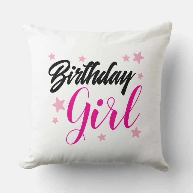 Coussin Conception de typographie pour fille d'anniversair (Recto)