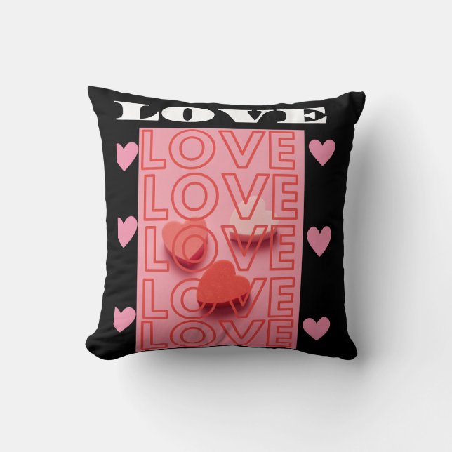 Coussin Conception de typographie romantique Love Hearts (Recto)