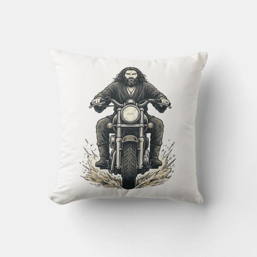 Coussin Conception de vecteur de cavalier de moto de gravu (Recto)